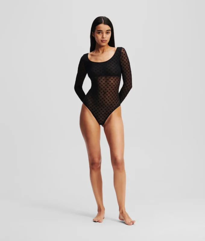 MONOGRAM LANGÆRMET MESH-BODYSUIT