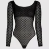 MONOGRAM LANGÆRMET MESH-BODYSUIT