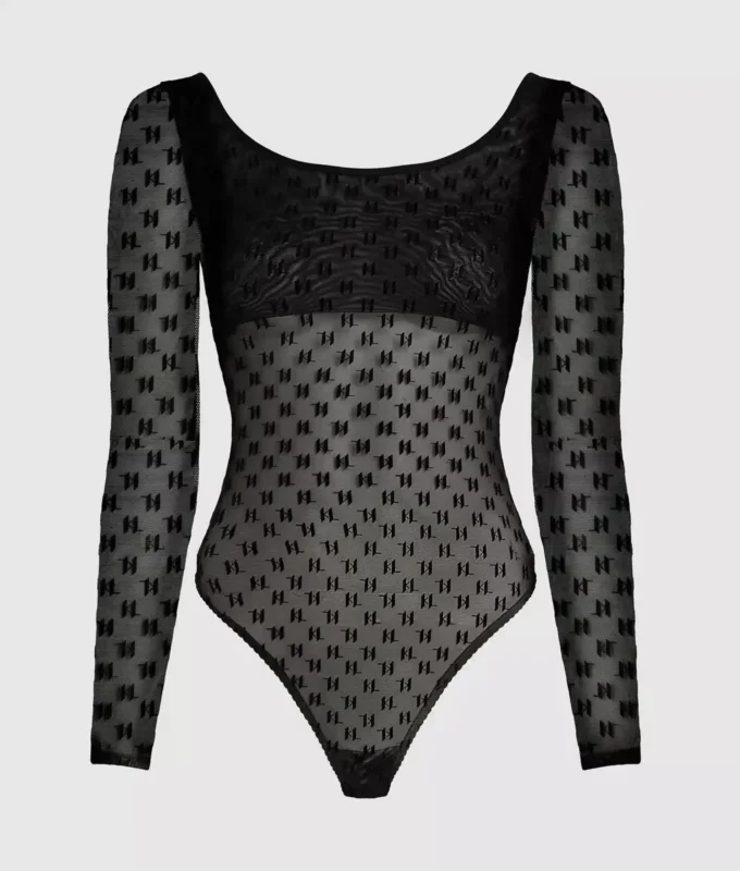 MONOGRAM LANGÆRMET MESH-BODYSUIT