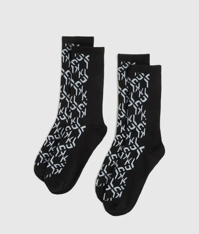 Monogram-sokker – 2-pak