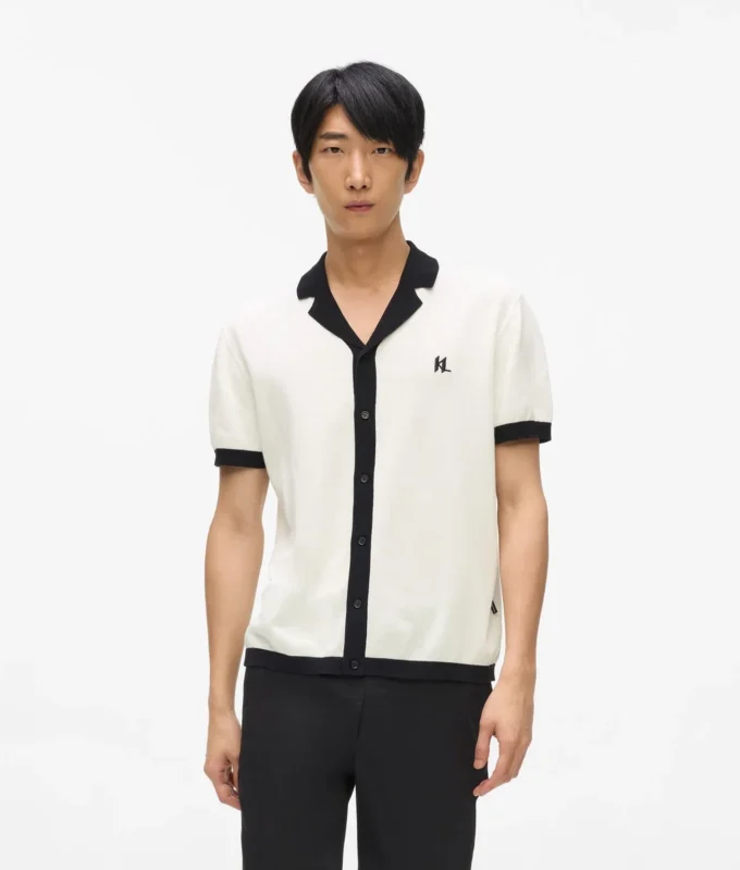 Monogram strikket poloshirt