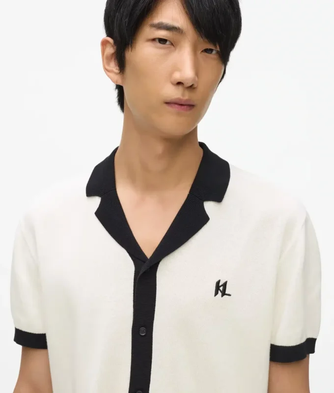 Monogram strikket poloshirt