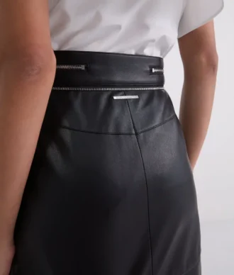 NECKLEATHER ZIP DETAIL SKIRT
