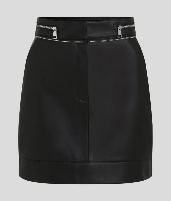 NECKLEATHER ZIP DETAIL SKIRT