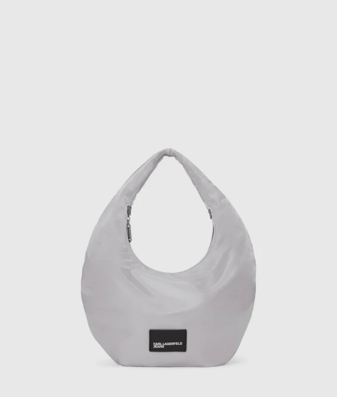 Nylon skuldertaske i metallic
