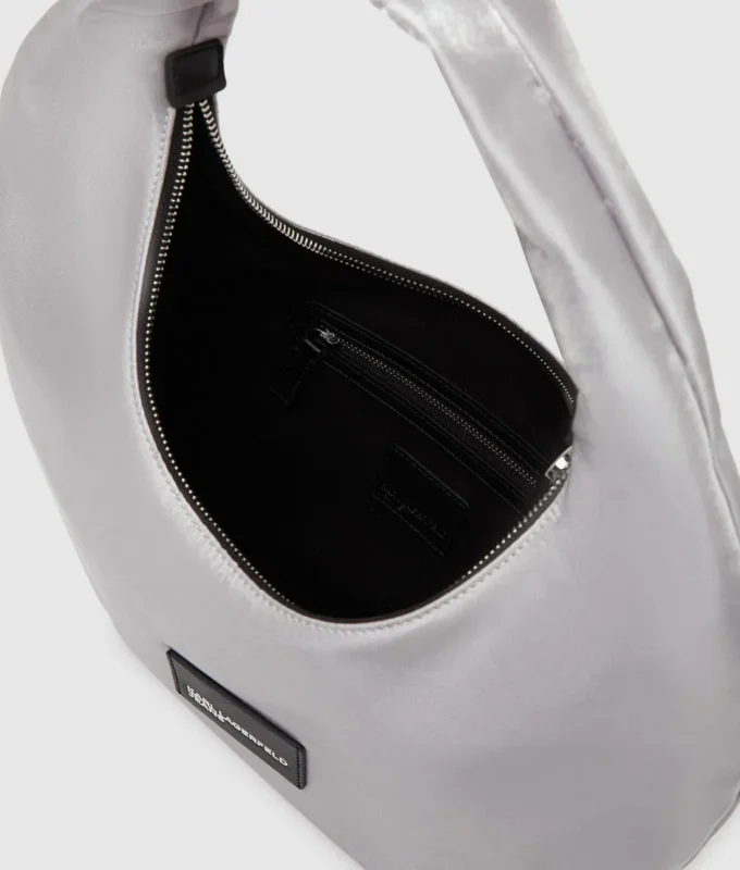 Nylon skuldertaske i metallic
