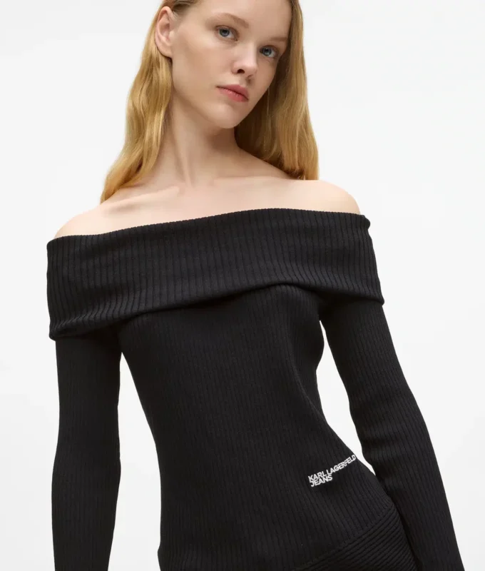 Off-shoulder strikket top