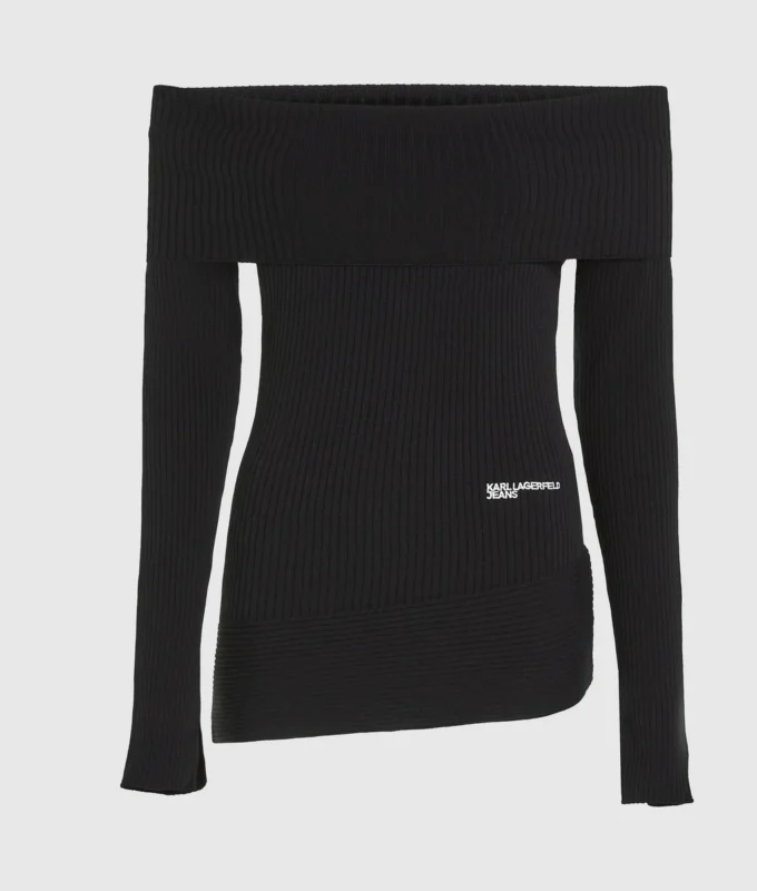 Off-shoulder strikket top