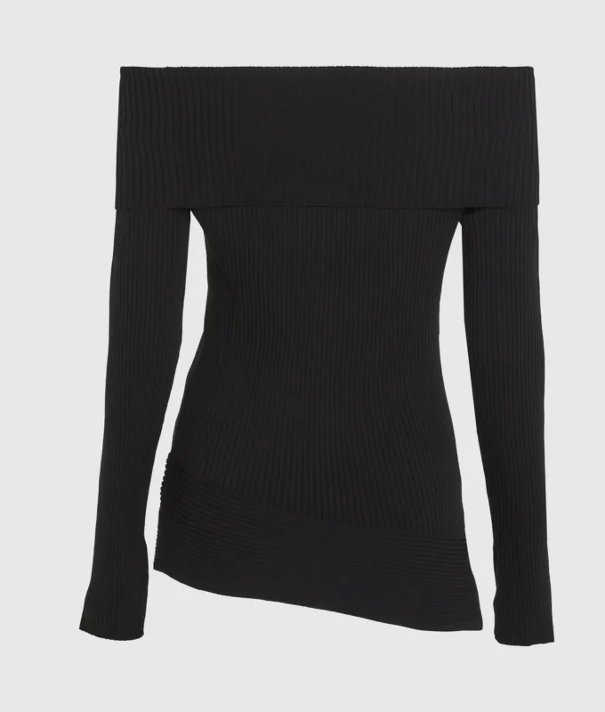 Off-shoulder strikket top