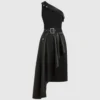 One-shoulder biker-kjole