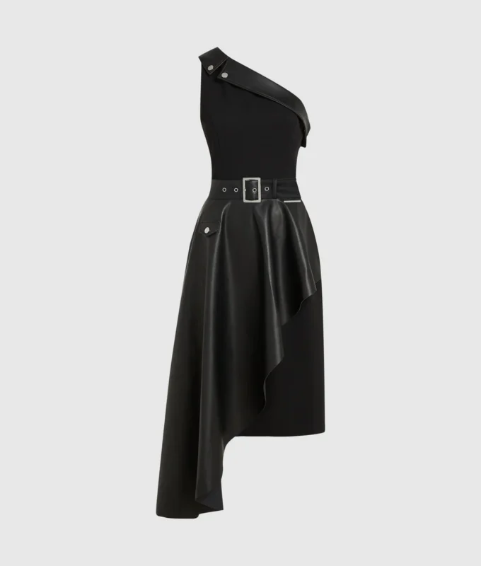One-shoulder biker-kjole