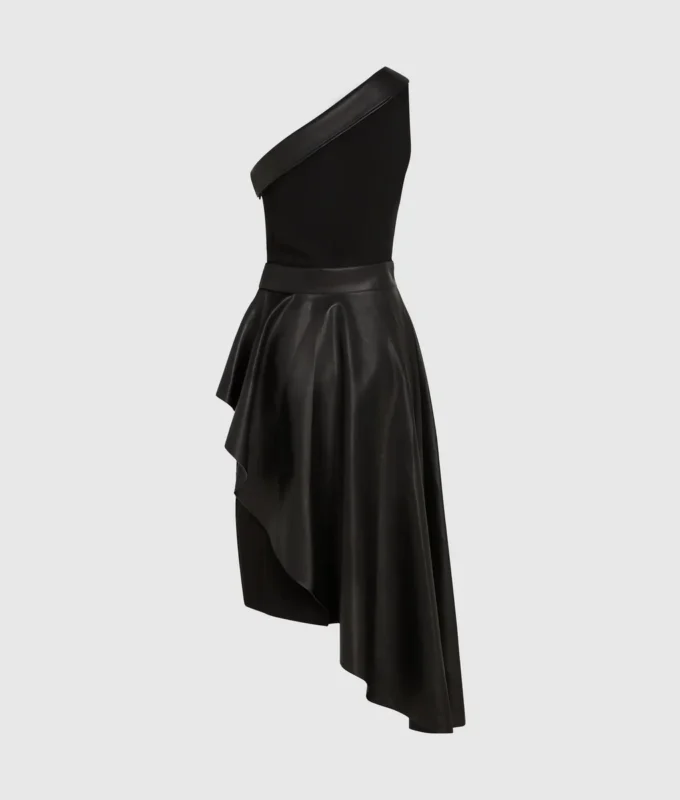 One-shoulder biker-kjole