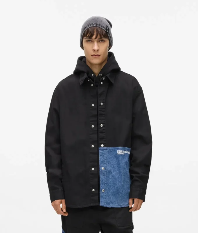Overskjorte med denimpaneler