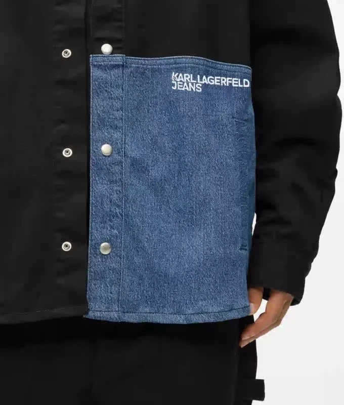 Overskjorte med denimpaneler