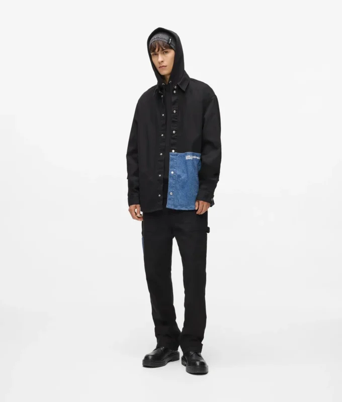 Overskjorte med denimpaneler