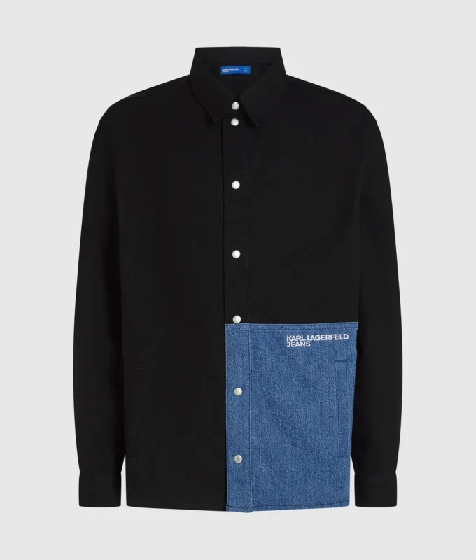 Overskjorte med denimpaneler