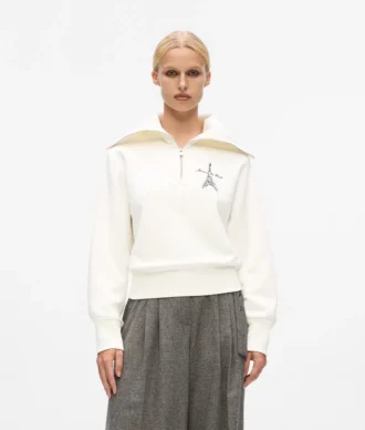 Paris-skitse-sweatshirt med halv lynlås