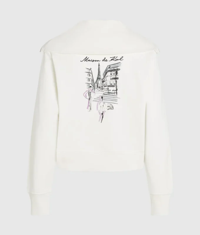 Paris-skitse-sweatshirt med halv lynlås