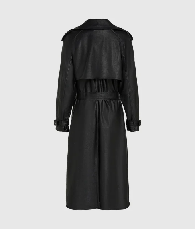 Perforeret trenchcoat i imiteret læder