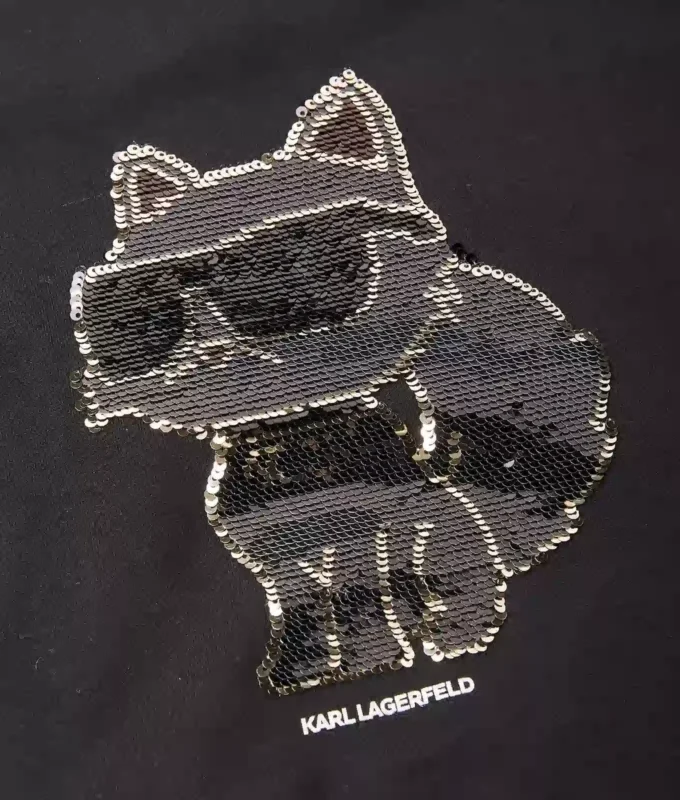 Pige-T-shirt med pailletter og Ikon Choupette-motiv
