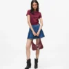 Plisseret mini-nederdel i denim