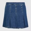 Plisseret mini-nederdel i denim