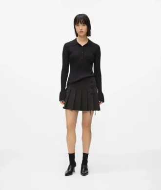 Plisseret miniskirt med bindebånd