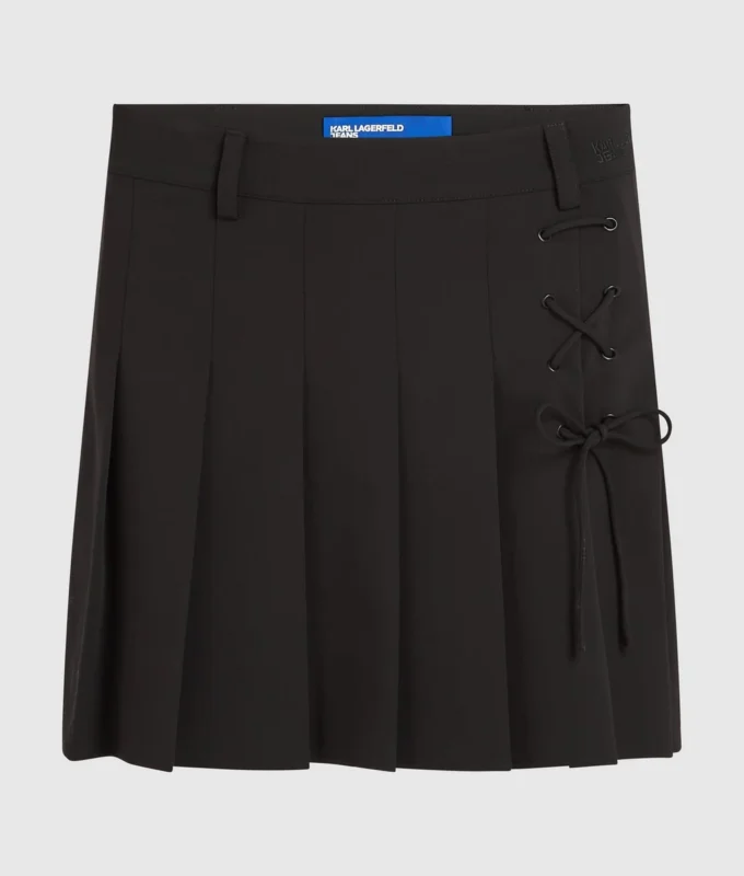 Plisseret miniskirt med bindebånd