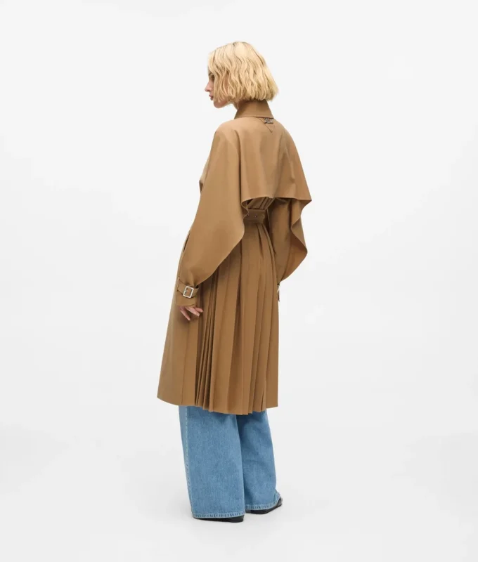 Plisseret trenchcoat