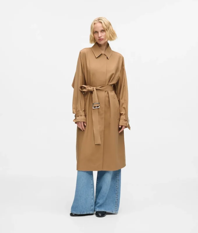 Plisseret trenchcoat