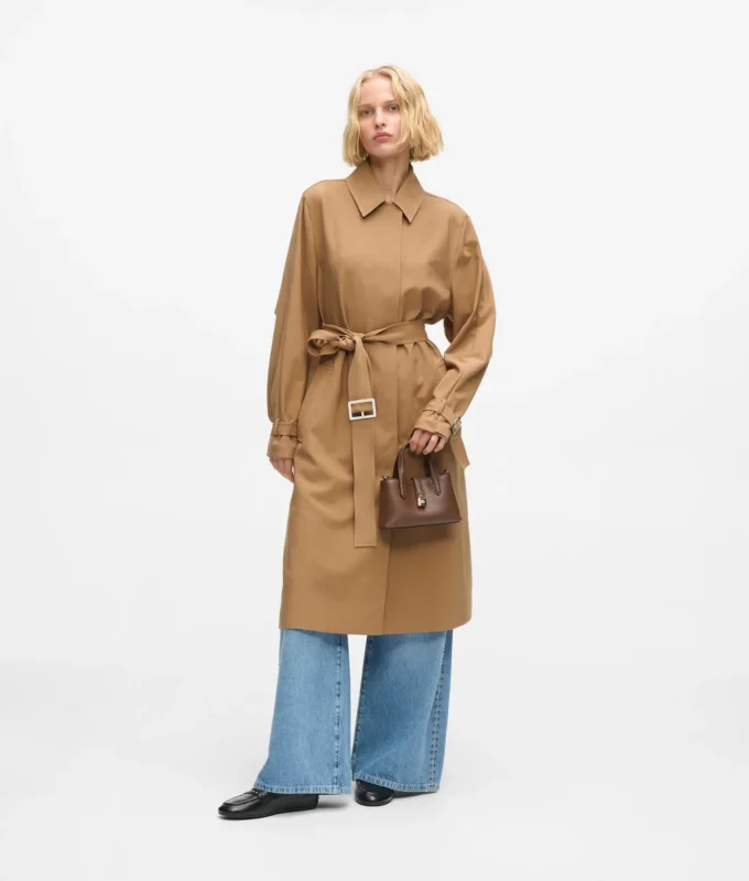 Plisseret trenchcoat