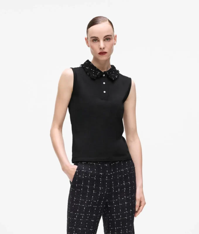 Polo med bouclé-detaljer