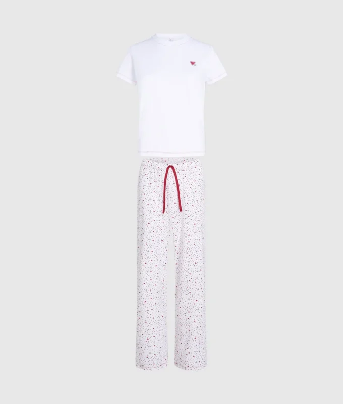 Pyjamasæt med hjerteprint