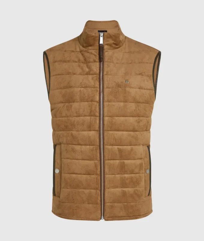 Quiltet vest i imiteret ruskind