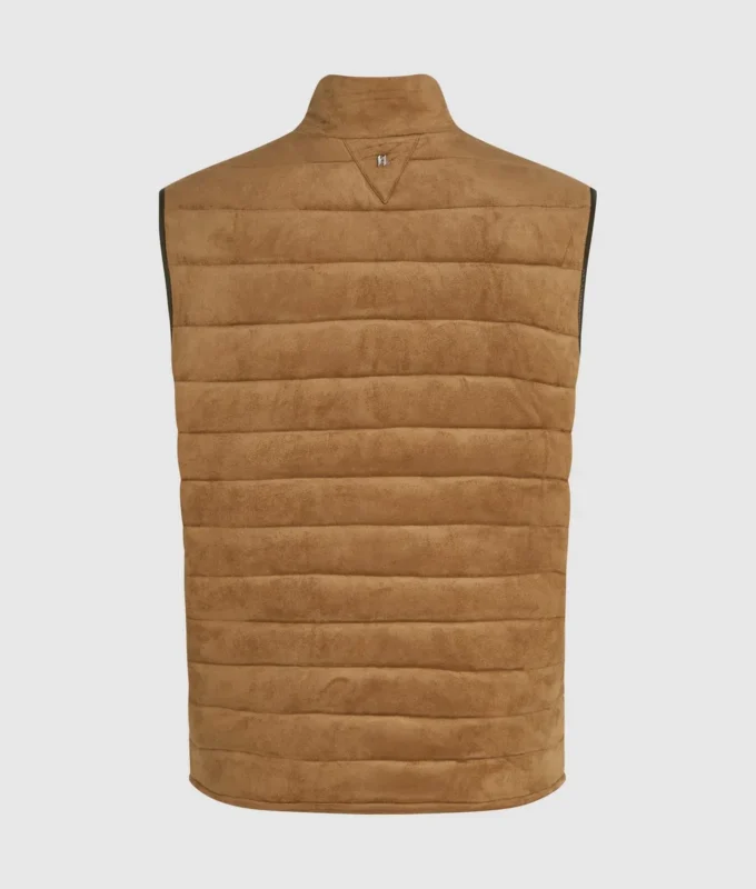 Quiltet vest i imiteret ruskind