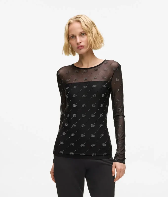 Rhinestone Autograph mesh-top