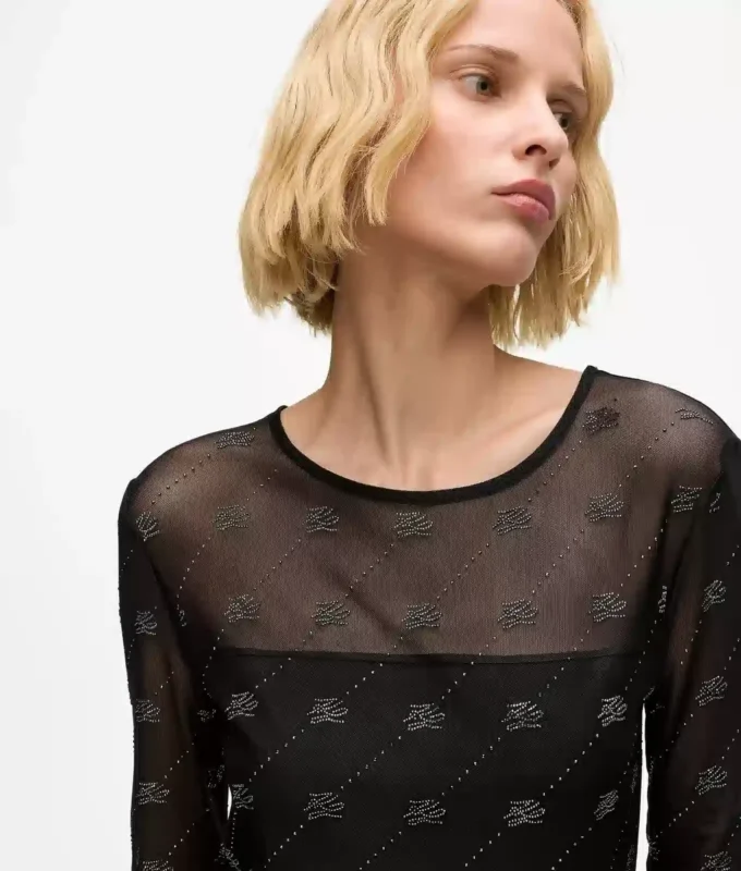 Rhinestone Autograph mesh-top