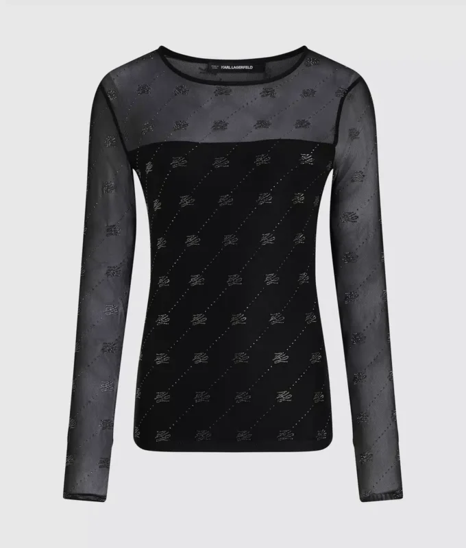 Rhinestone Autograph mesh-top