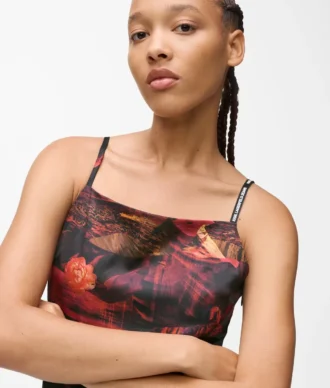 Satin-kjole med print overalt