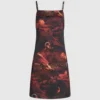 Satin-kjole med print overalt
