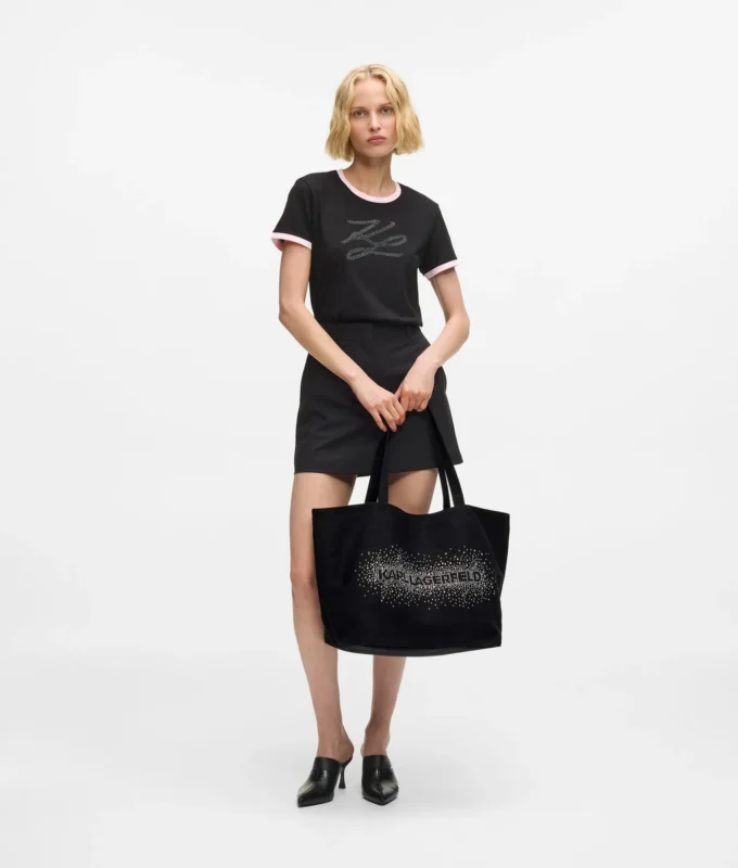Shopper med logo i rhinestones