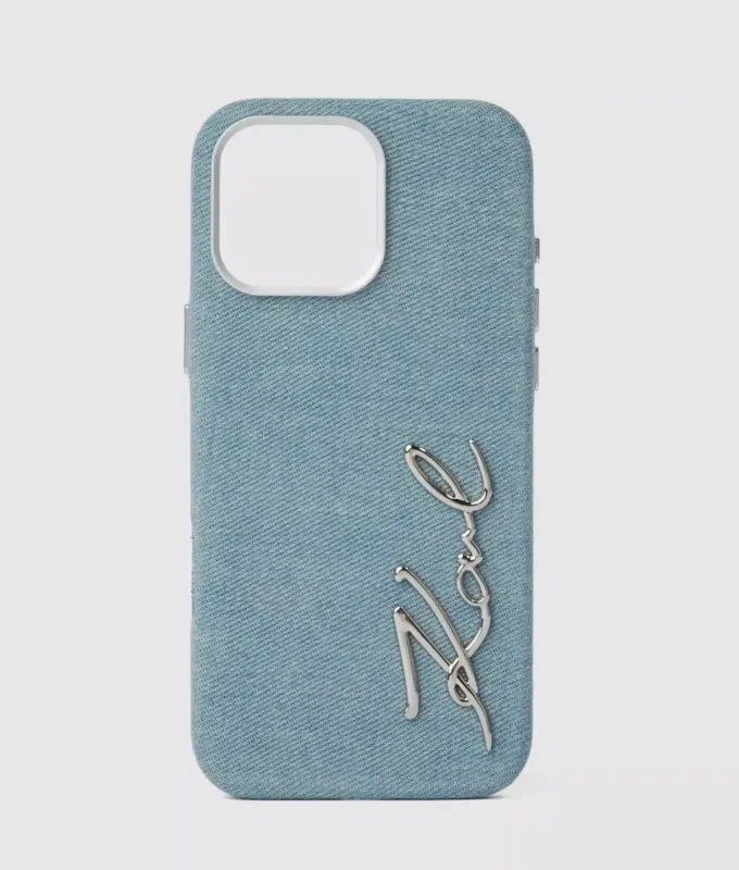 Signatur-denim-etui til iPhone 16 Pro Max