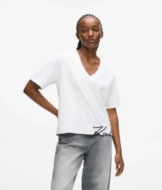 Signatur-T-shirt med V-hals