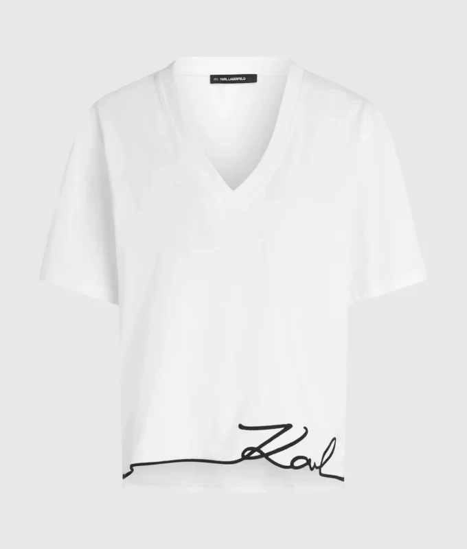 Signatur-T-shirt med V-hals