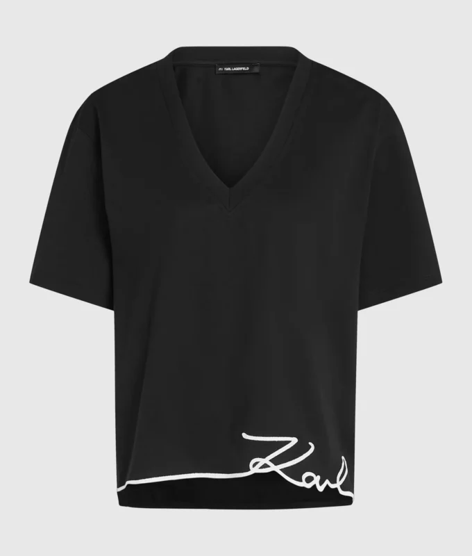 Signatur-T-shirt med V-hals