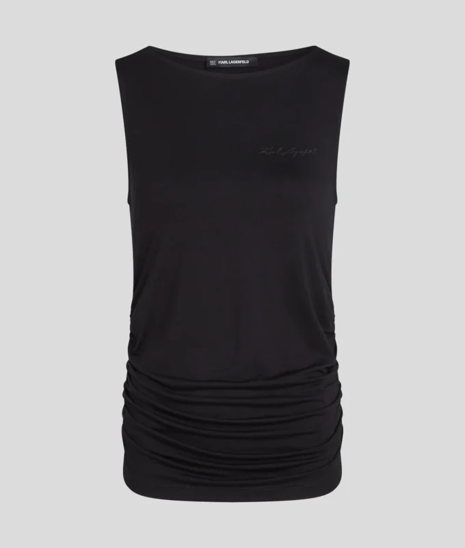SIGNATURE BOAT NECK RUCHED TOP
