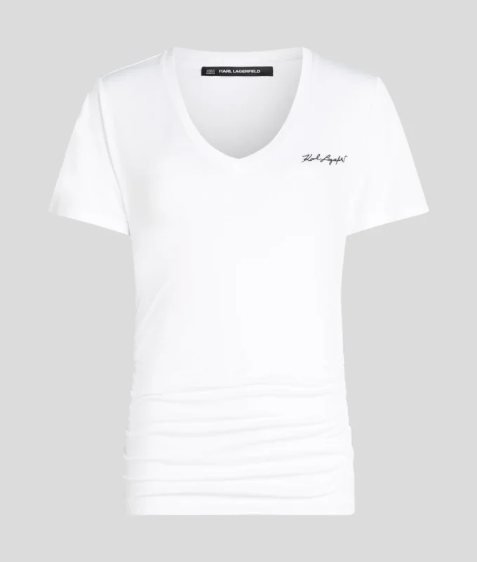 SIGNATURE V-HALS RUCHED T-SHIRT