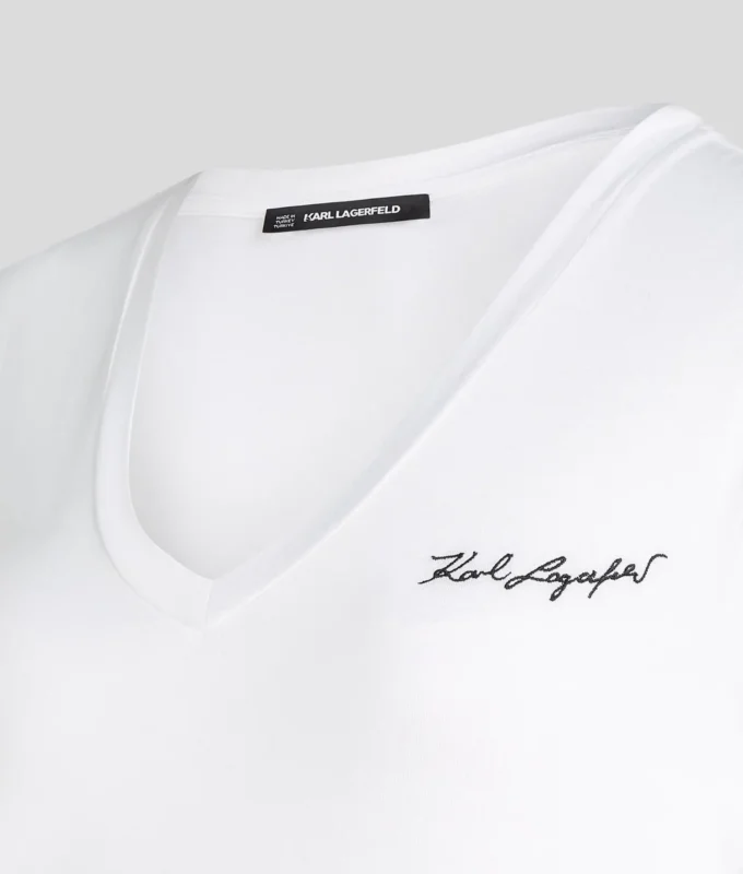 SIGNATURE V-HALS RUCHED T-SHIRT