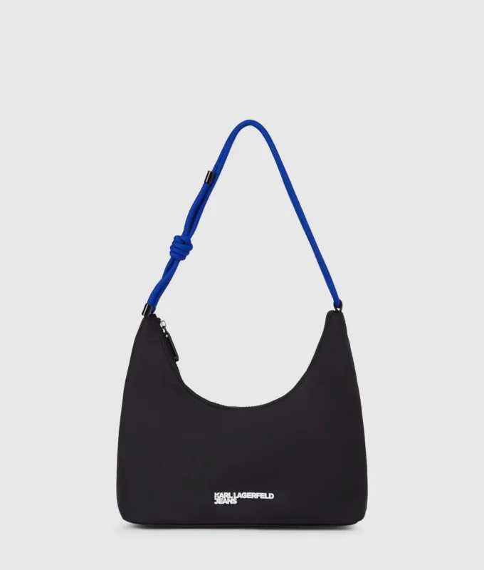 Skuldertaske i nylon med snor