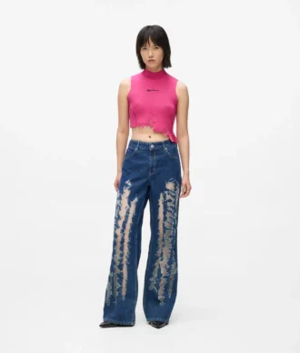 Slidte jeans med mellemhøj talje og afslappet pasform